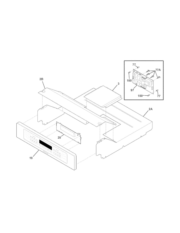 Control Panel Diagram and Parts List for FFET2725LSB  Frigidaire Wall Oven