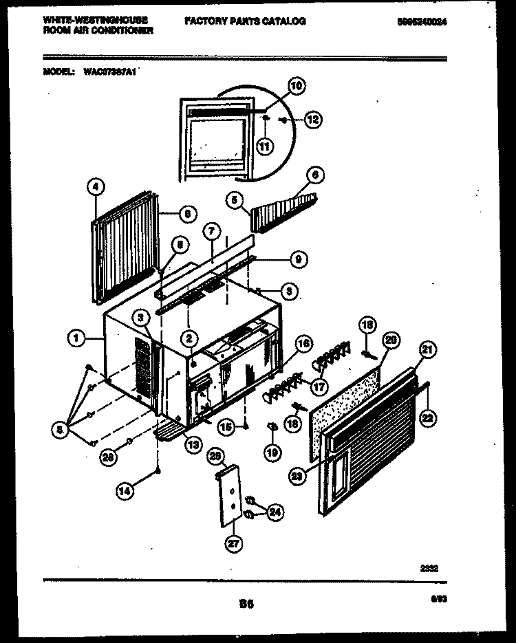 CABINET PARTS Diagram and Parts List for WAC073S7A1  Frigidaire Air Conditioner