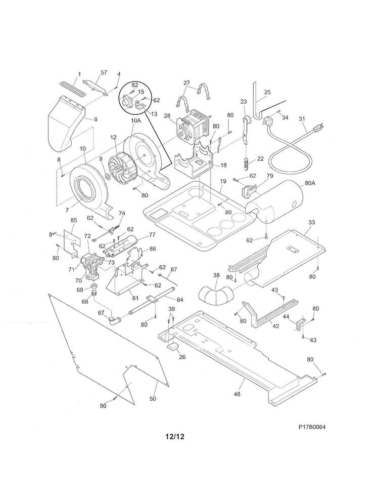Upper Cabinet/drum Heater Diagram and Parts List for 41797962702  Kenmore Washer Dryer Combo