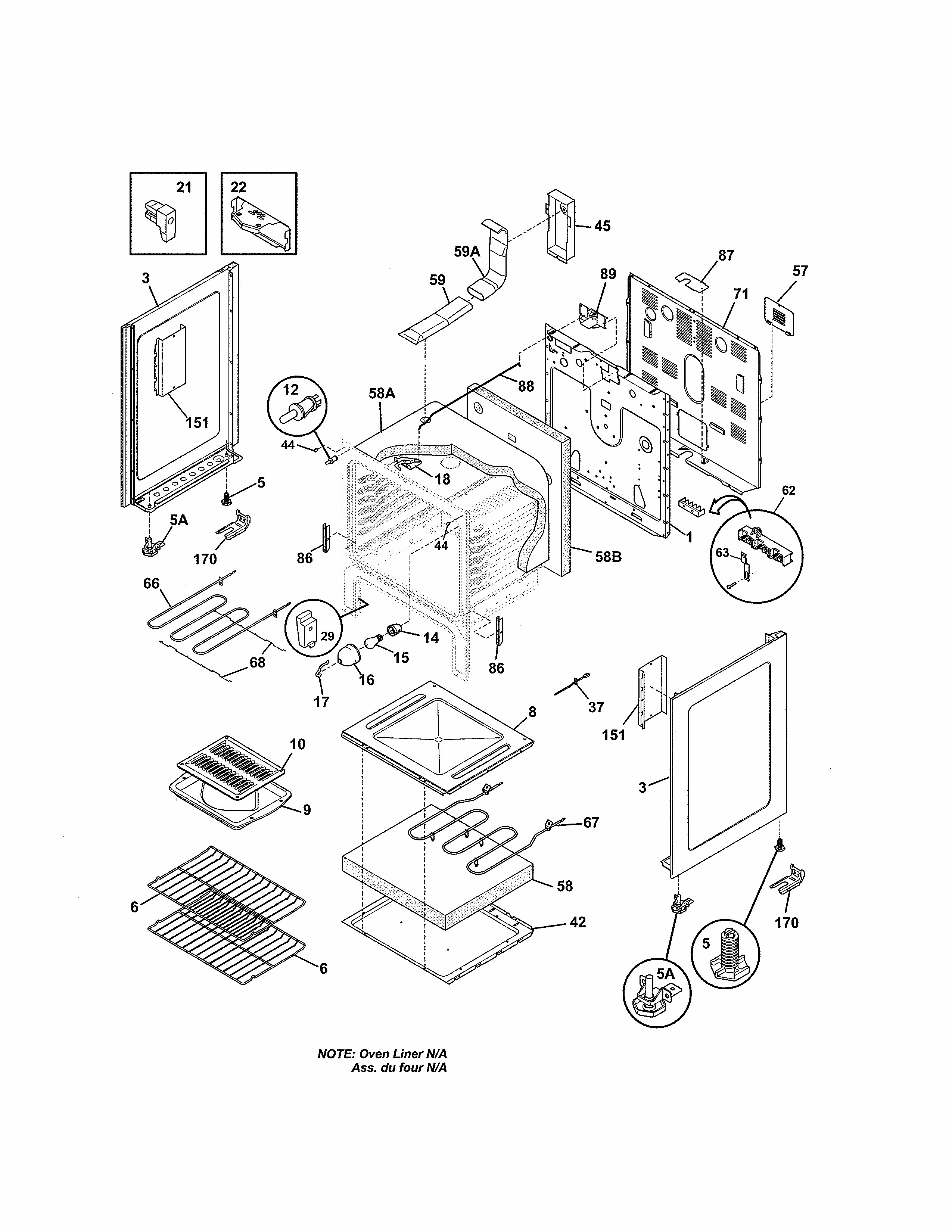 Body Diagram and Parts List for 79092202016  Kenmore Range