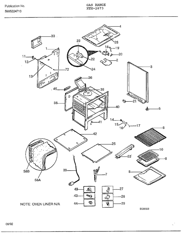 Gas Range Page 5 Diagram and Parts List for 2873  Frigidaire Range