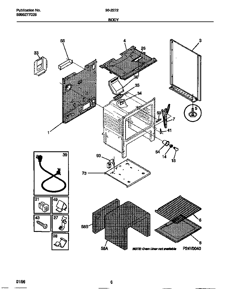 BODY Diagram and Parts List for 30-2272-00-05  Tappan Range