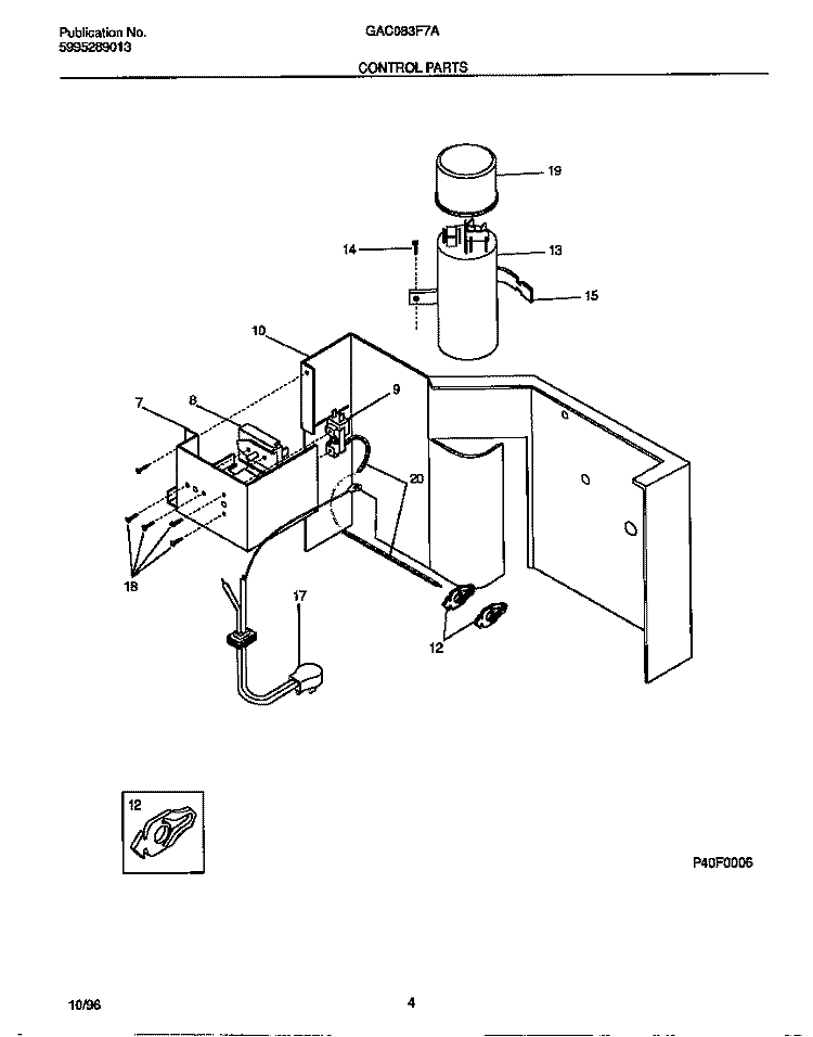 CONTROL PARTS Diagram and Parts List for GAC083F7A1  Gibson Air Conditioner