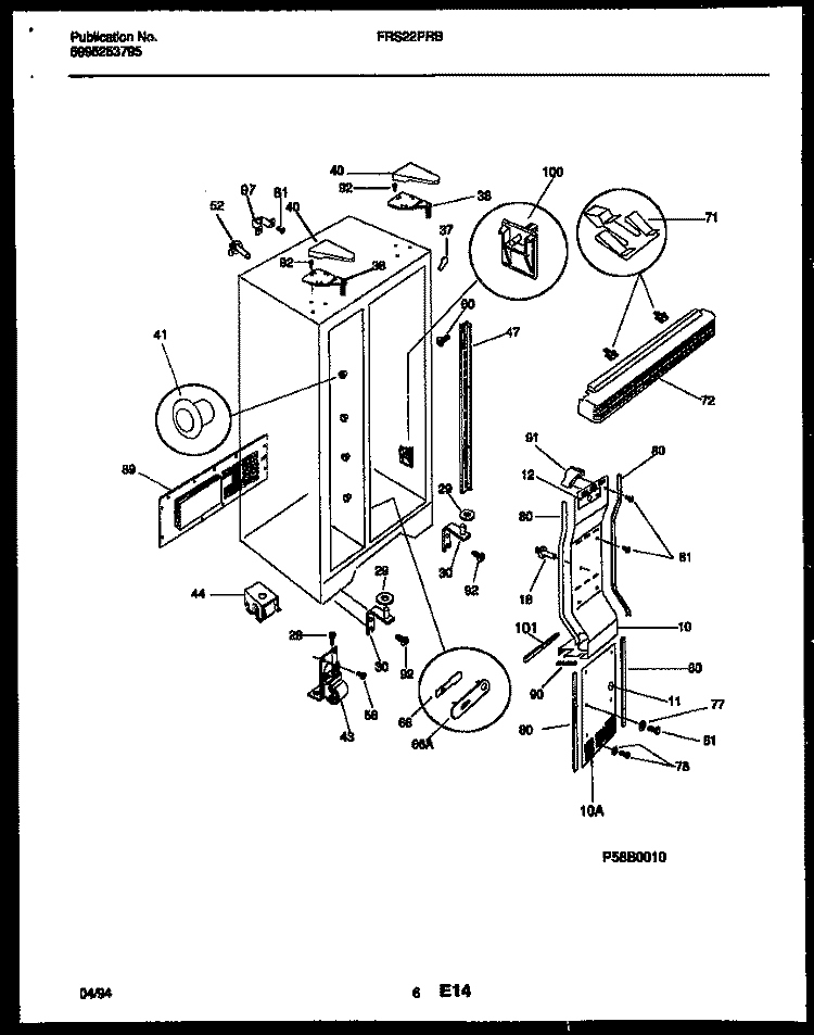 CABINET PARTS Diagram and Parts List for FRS22PRBW0  Frigidaire Refrigerator