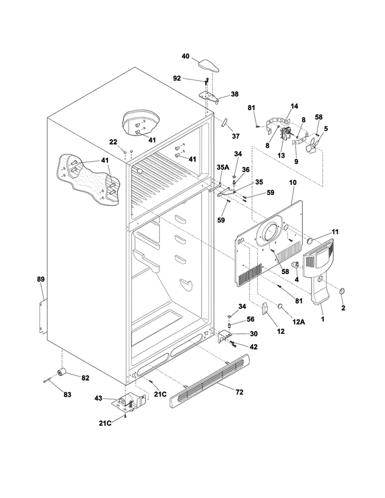 Cabinet Diagram and Parts List for CFTR1826LMF  Frigidaire Refrigerator