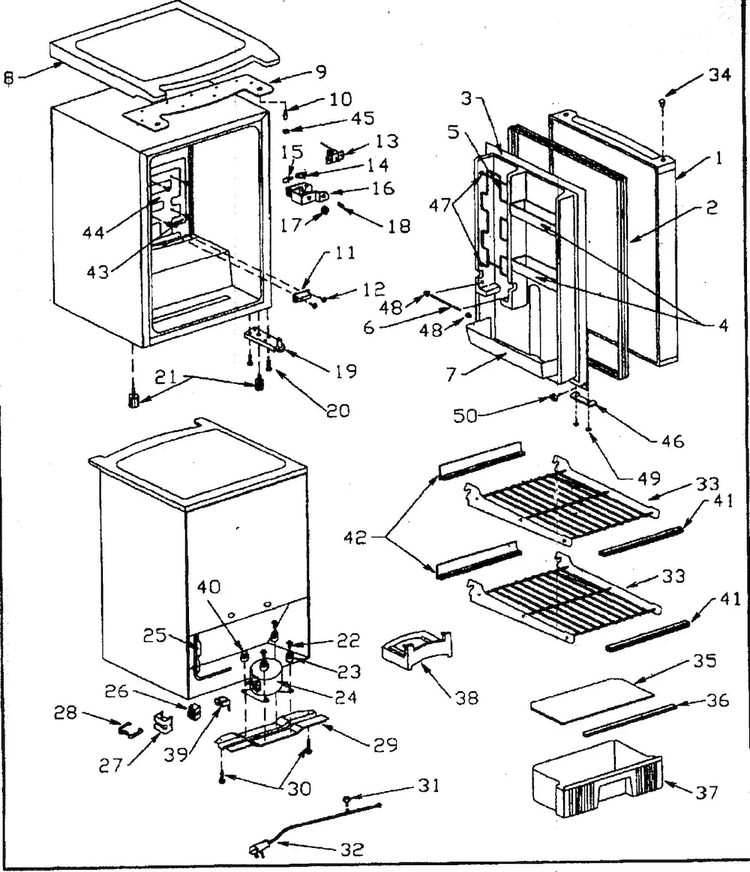 Cabinet Parts Diagram and Parts List for 56493491100  Kenmore Refrigerator