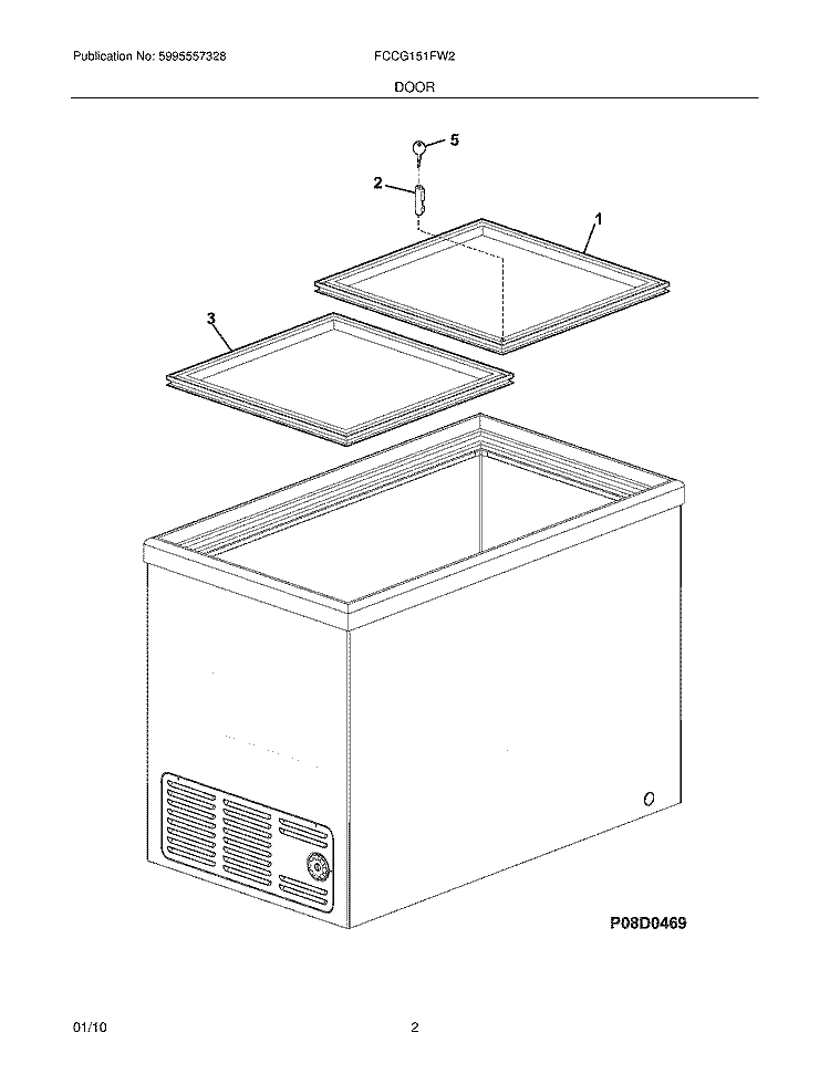 DOOR Diagram and Parts List for FCCG151FW2  Frigidaire Freezer