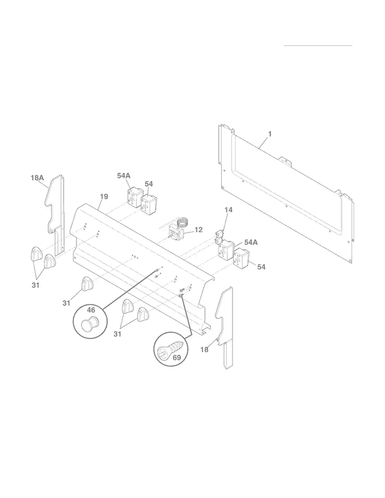 Backguard Diagram and Parts List for FFEF3003NWA  Frigidaire Range