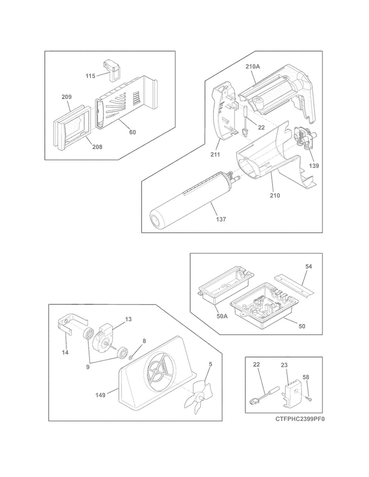 Controls Diagram and Parts List for FGHC2355PF9A  Frigidaire Refrigerator