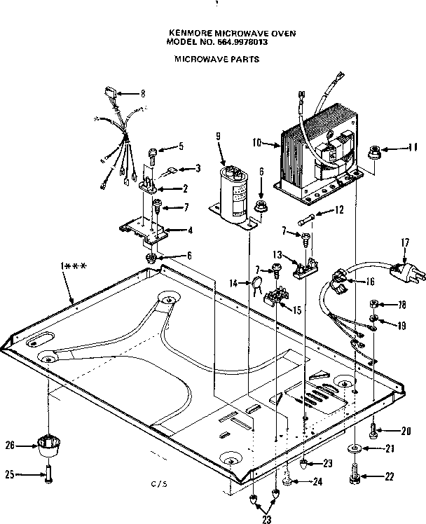 Microwave Parts Diagram and Parts List for 5649978013  Kenmore Microwave