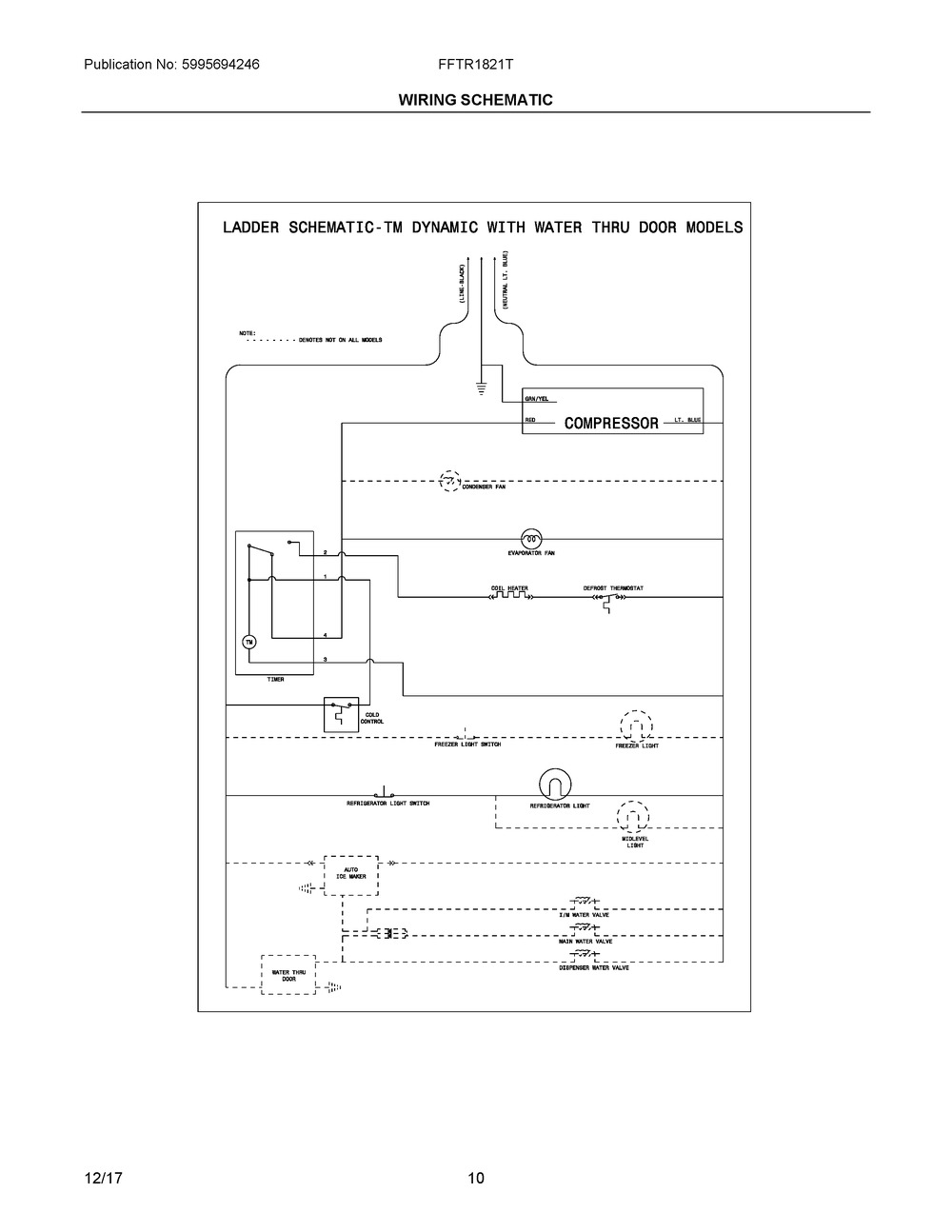Wiring Schematic Diagram and Parts List for FFTR1821TD2  Frigidaire Refrigerator