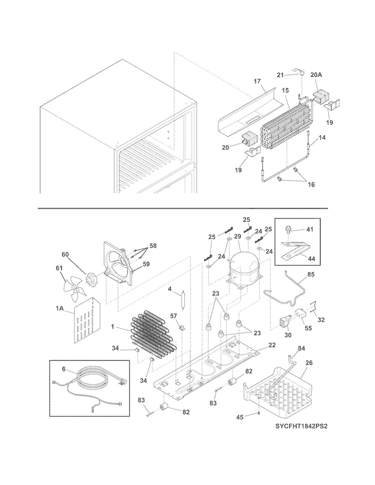 System Diagram and Parts List for CFHT1842PS4  Frigidaire Refrigerator