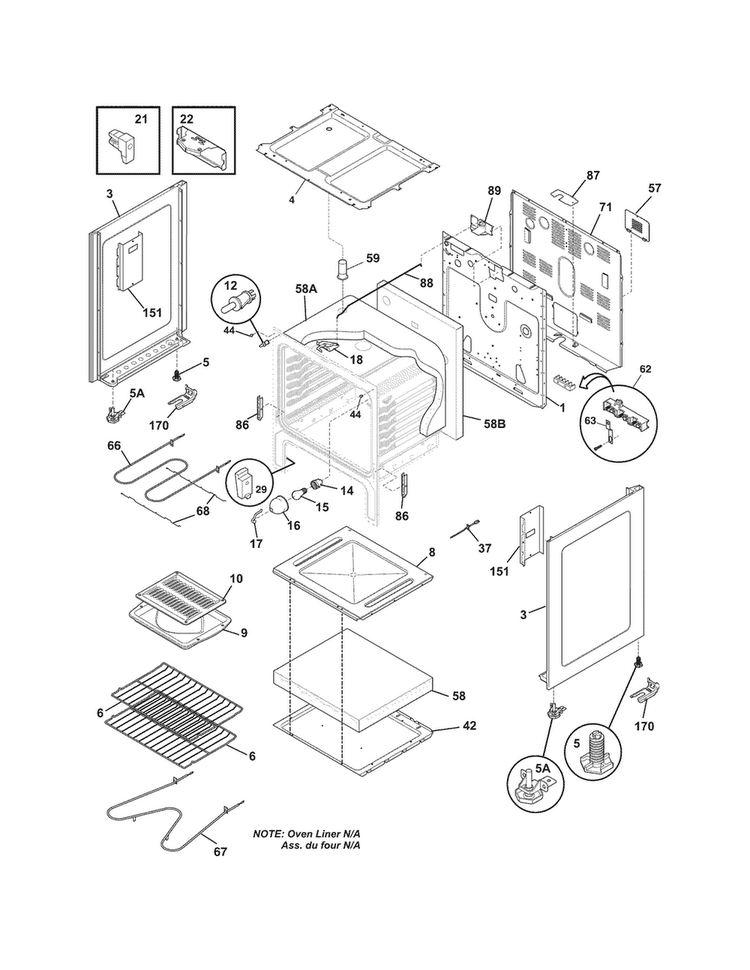 Body Diagram and Parts List for GEF3015XWC  Gibson Range