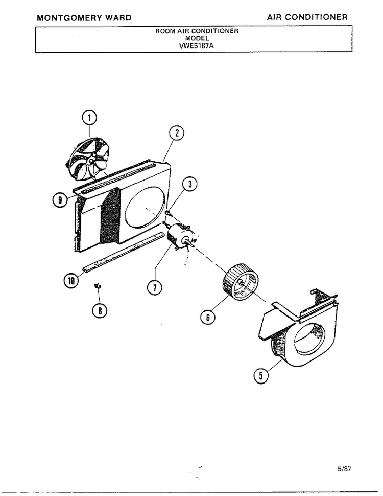 Air Conditioner Page 7 Diagram and Parts List for 5187A  Frigidaire Air Conditioner