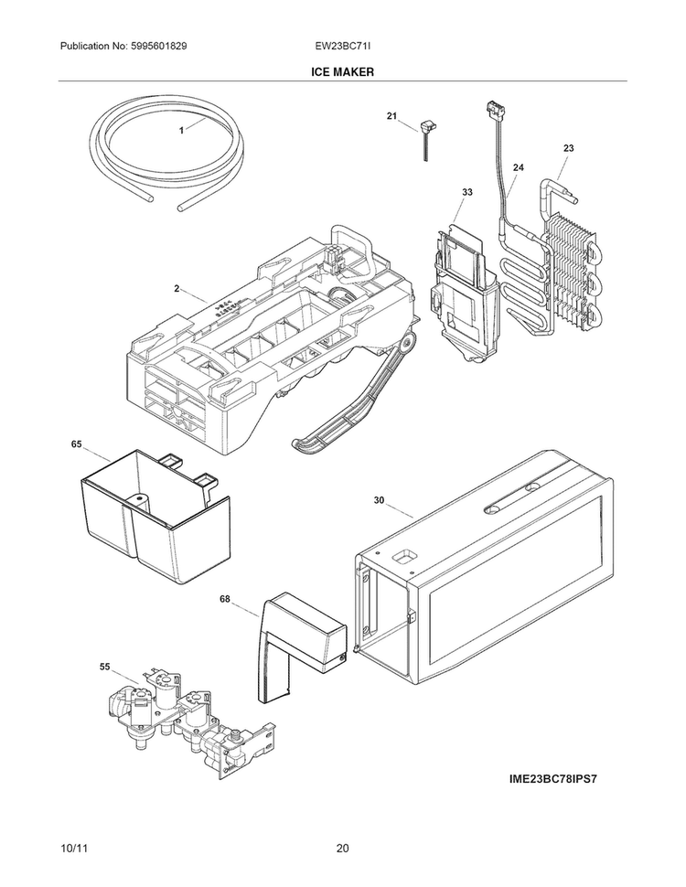 Ice Maker Diagram and Parts List for EW23BC71IS9  Electrolux Refrigerator