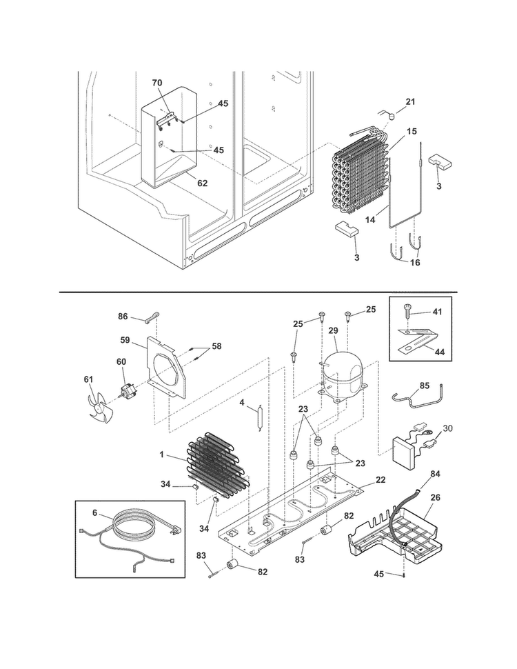 System Diagram and Parts List for FGHC2355PF3  Frigidaire Refrigerator