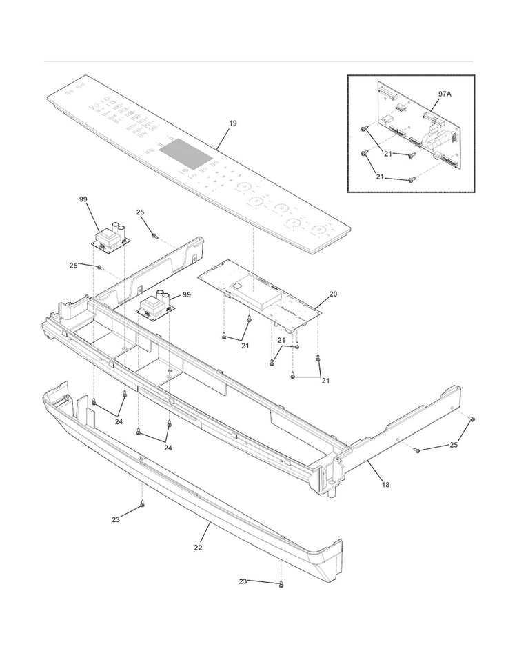 Backguard Diagram and Parts List for EI30ES55LWB  Electrolux Range