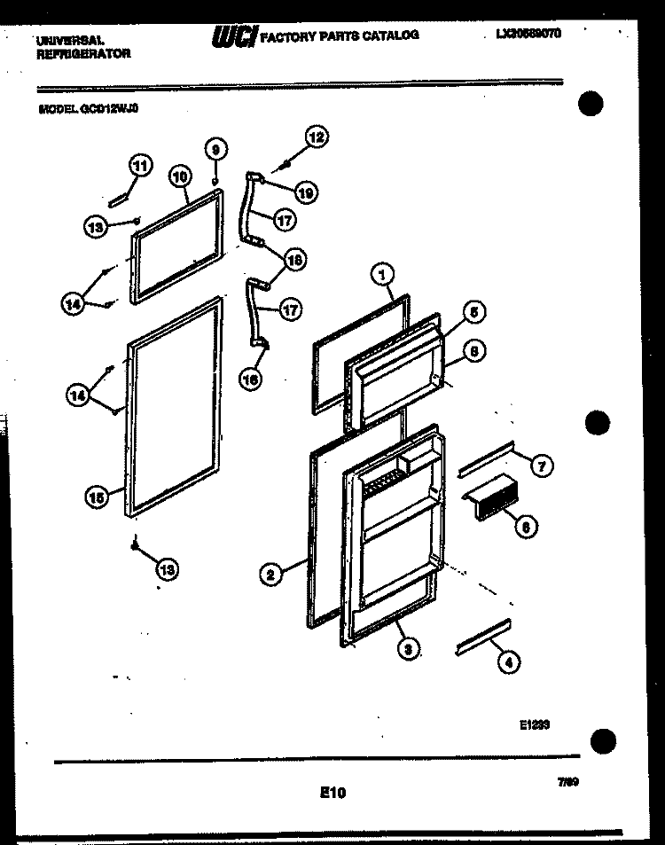 DOOR PARTS Diagram and Parts List for GCD12HJ0  Frigidaire Refrigerator