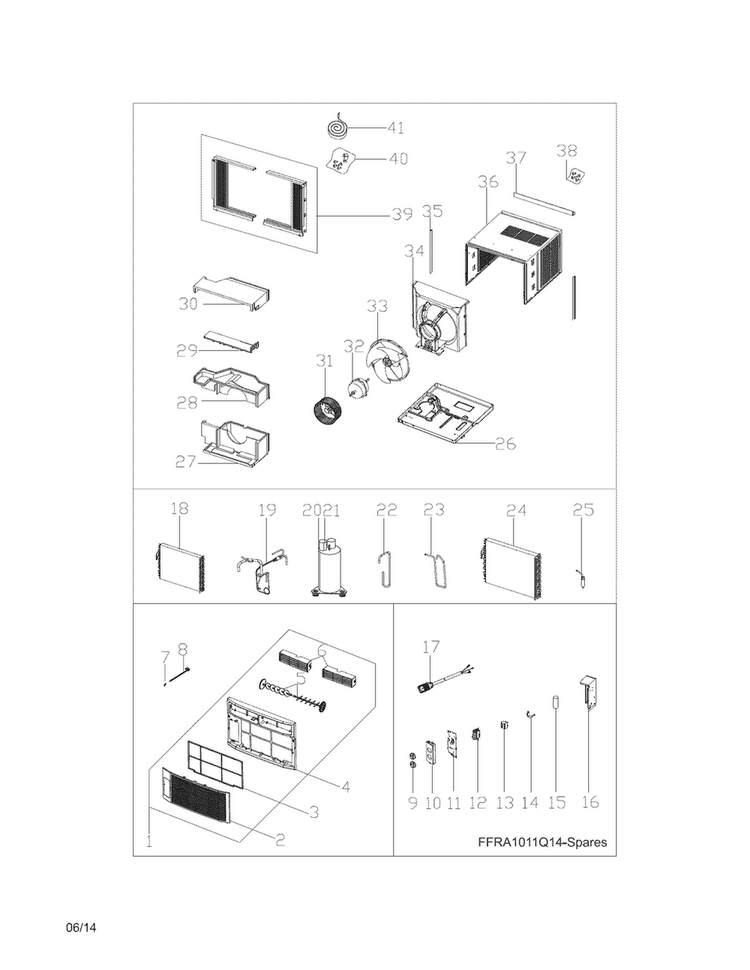 Recommended Spare Parts Diagram and Parts List for FFRA1211Q10  Frigidaire Air Conditioner