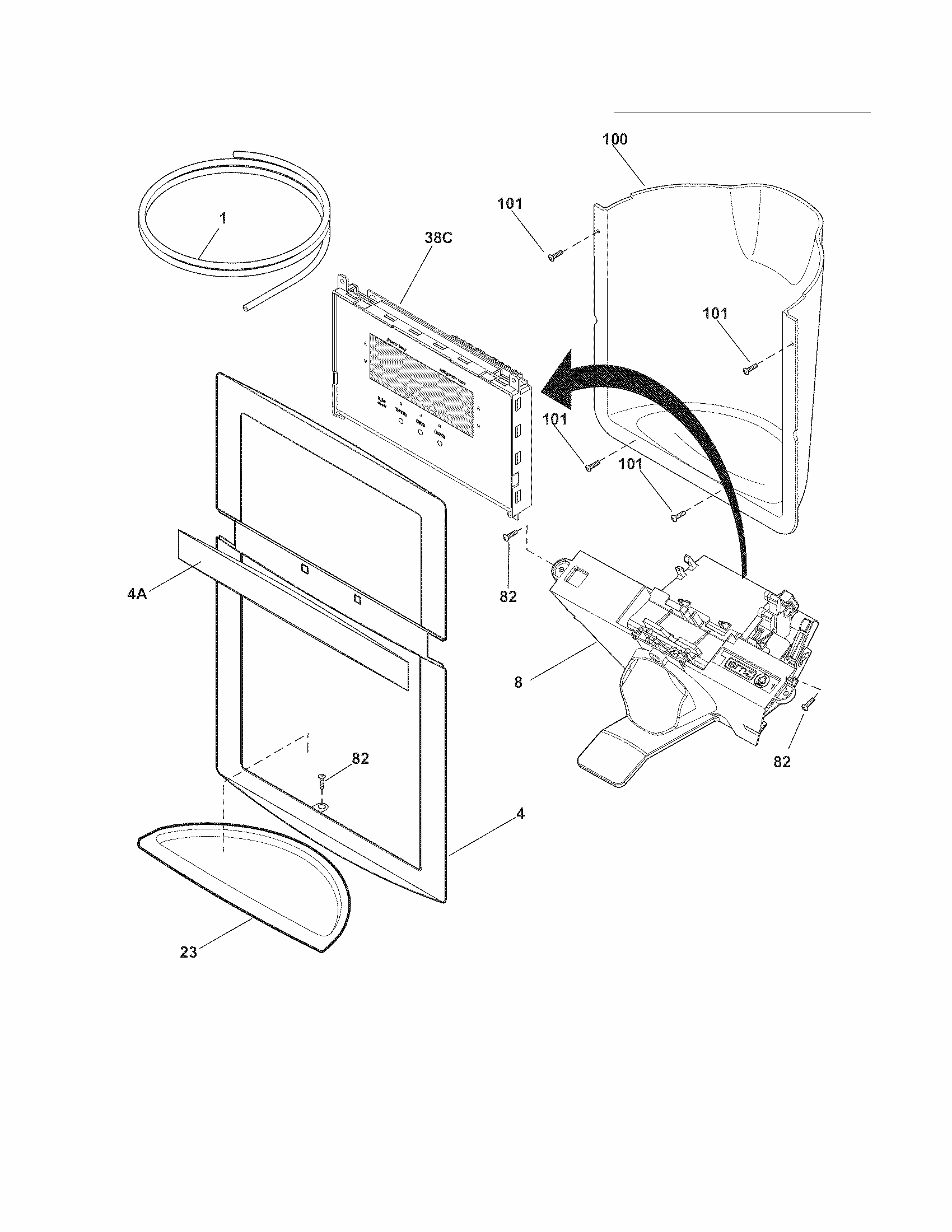 Ice & Water Dispenser Diagram and Parts List for FGUS2647LF3  Frigidaire Refrigerator