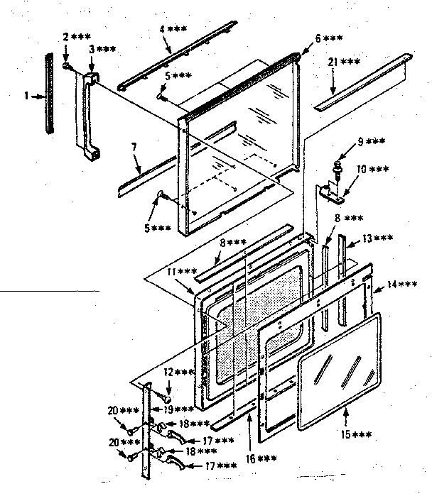 Door Parts Diagram and Parts List for 5648773581  Kenmore Microwave
