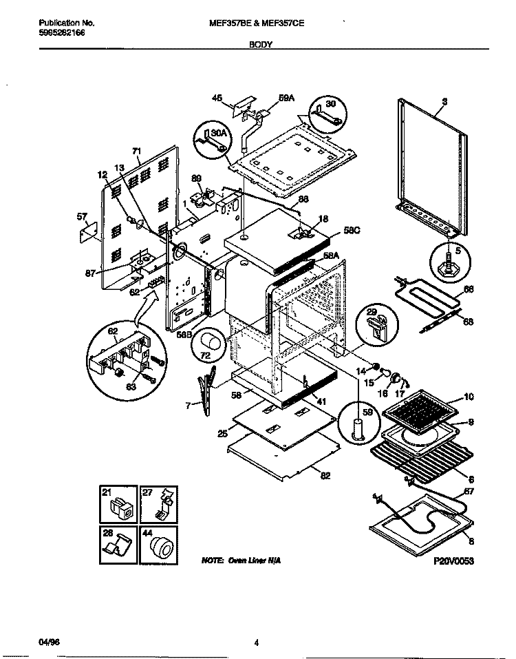 BODY Diagram and Parts List for MEF357BEWA  Uni Range