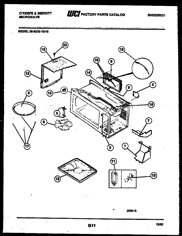 WRAPPER AND BODY PARTS Diagram and Parts List for 56-6278-10-16  Tappan Microwave