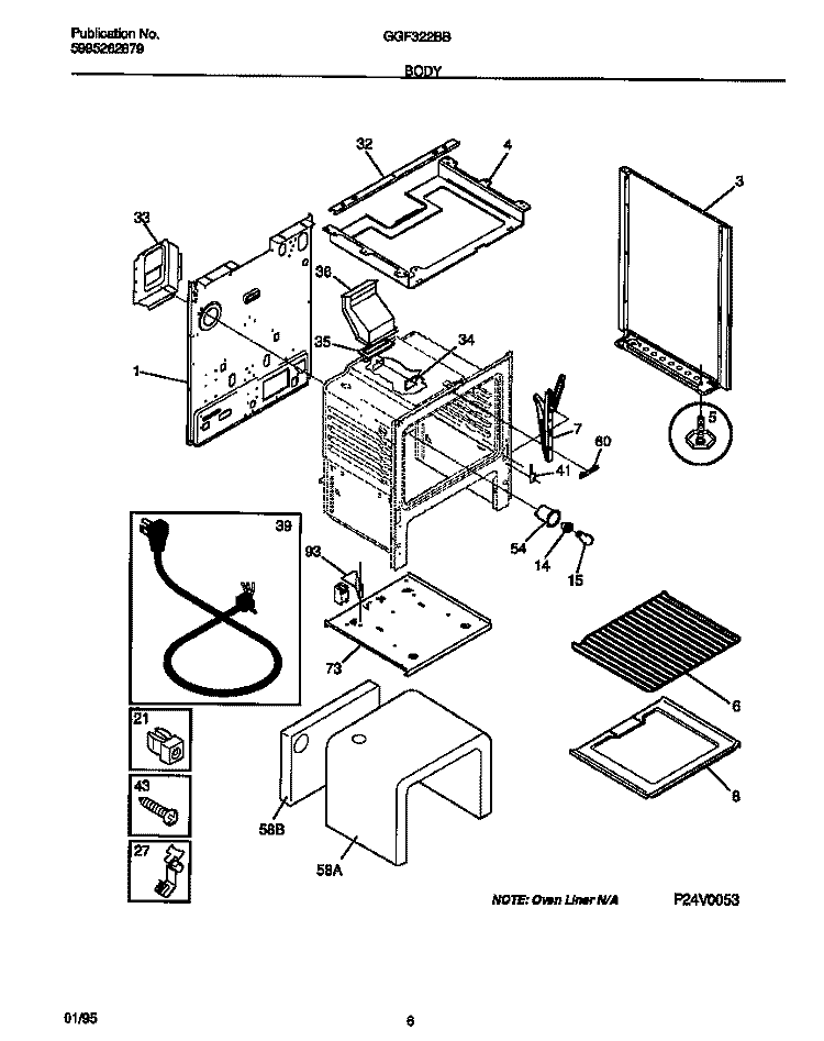 BODY Diagram and Parts List for GGF322BBDB  Gibson Range