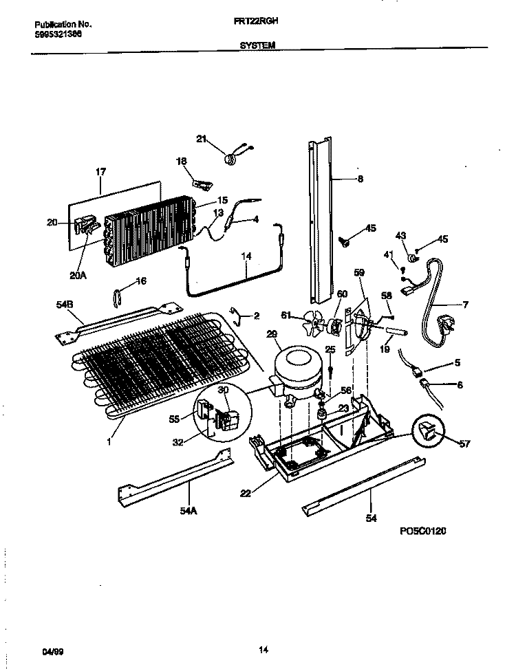 SYSTEM Diagram and Parts List for FRT22RGHB0  Frigidaire Refrigerator