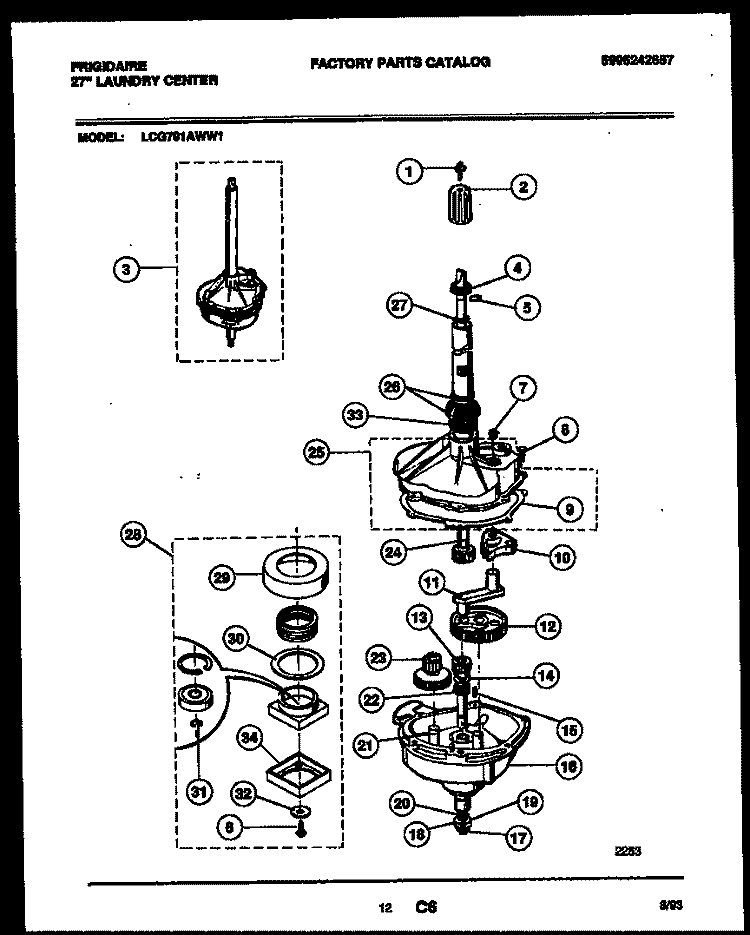 TRANSMISSION PARTS Diagram and Parts List for LCG701ADD1  Frigidaire Washer Dryer Combo