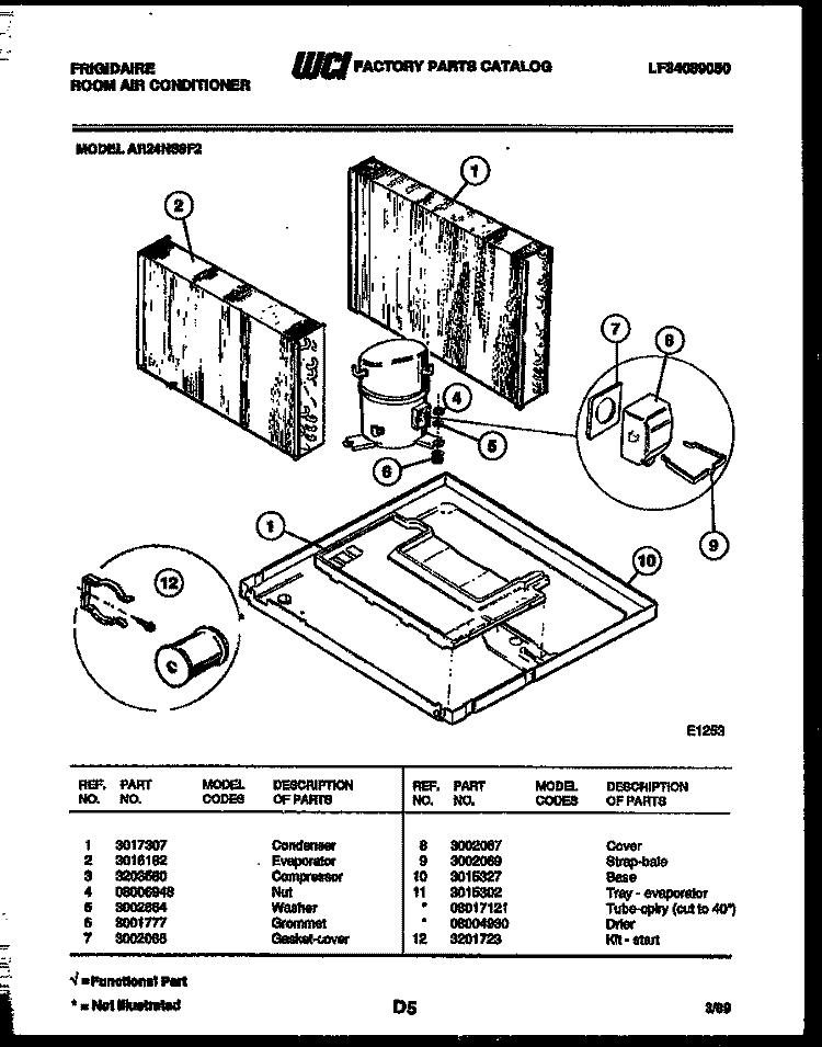 SYSTEM PARTS Diagram and Parts List for AR24NS8F2  Frigidaire Air Conditioner