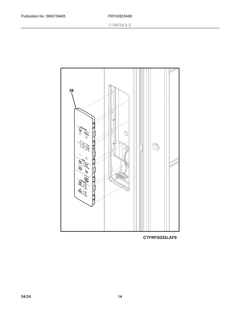 Controls Diagram and Parts List for FRFN2823AS6  Frigidaire Refrigerator