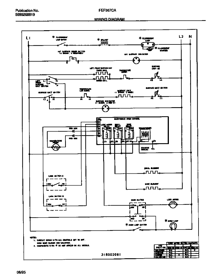 WIRING DIAGRAM Diagram and Parts List for FEF367CATC  Frigidaire Range