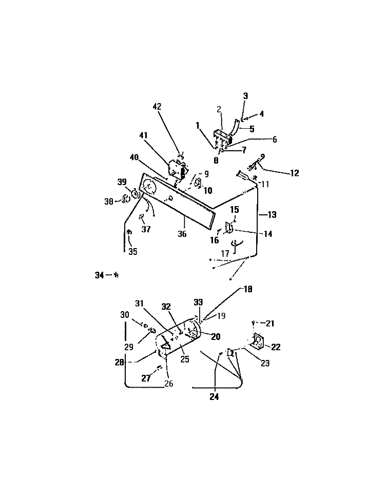 CONSOLE, CONTROLS, HEAT ASSY. Diagram and Parts List for DEC320T1D  Kelvinator Dryer