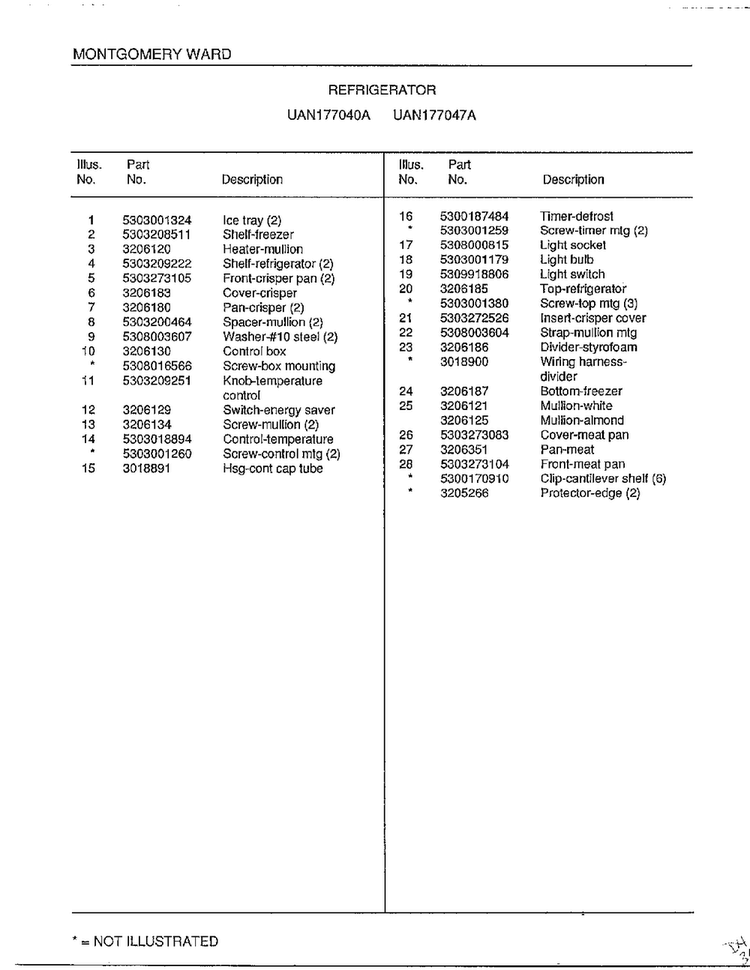 Refrigerator Page 6 Diagram and Parts List for 177040A  Frigidaire Refrigerator