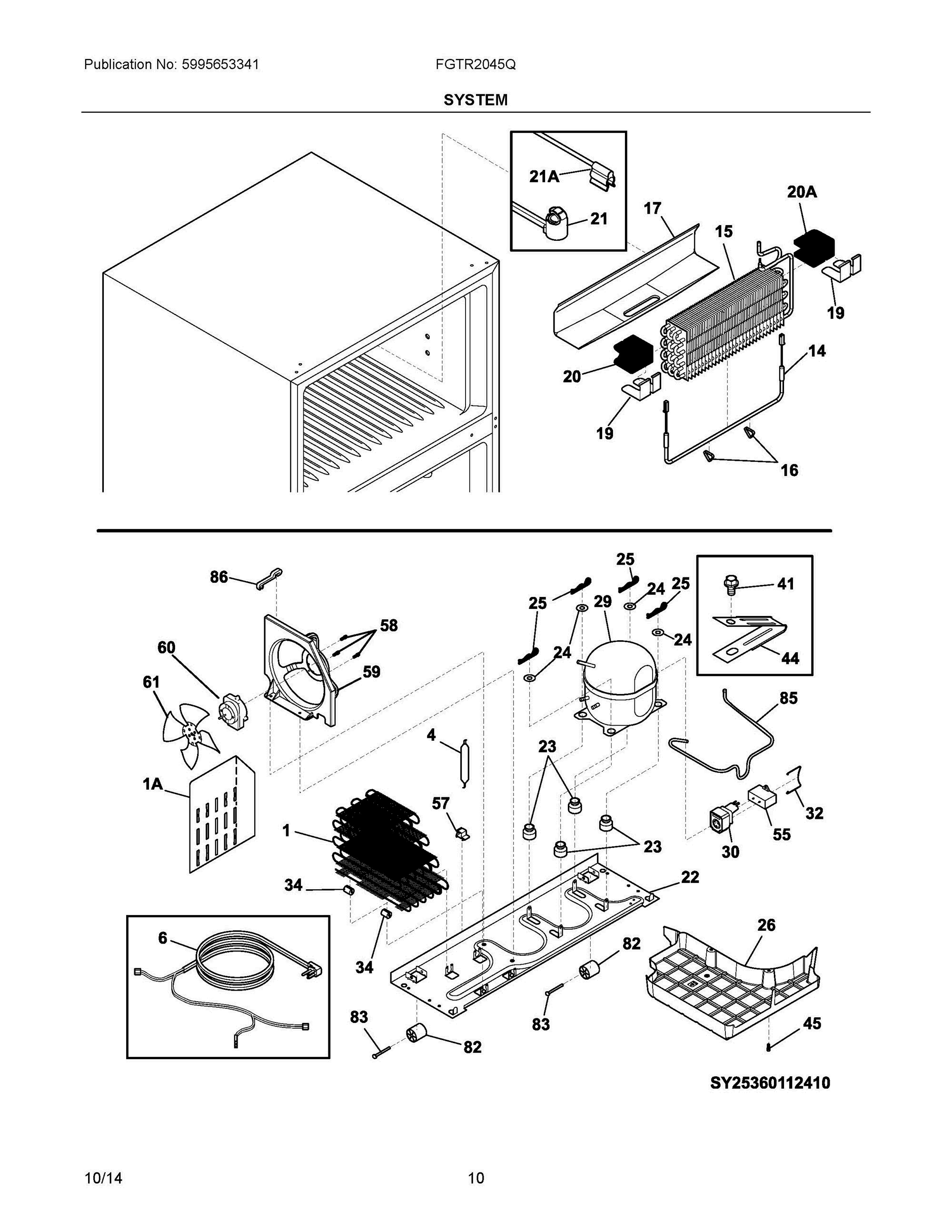 05 - SYSTEM Diagram and Parts List for FGTR2045QP1  Frigidaire Refrigerator