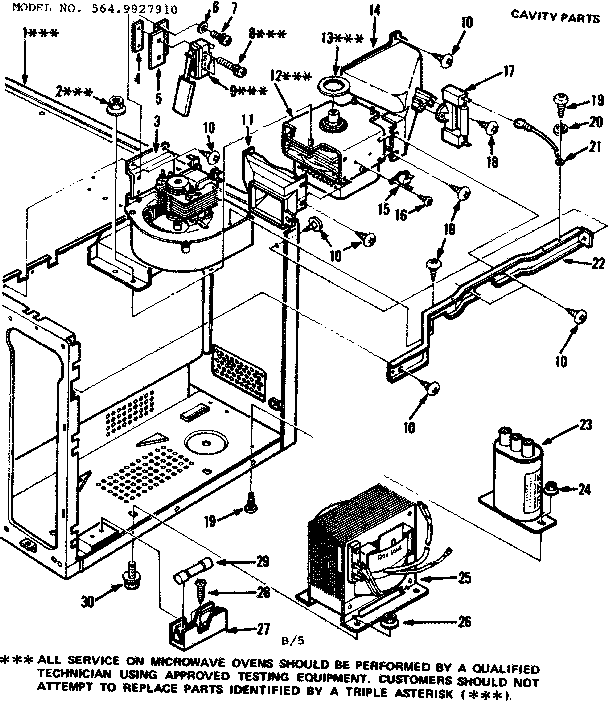 Cavity Parts Diagram and Parts List for 5649927910  Kenmore Microwave
