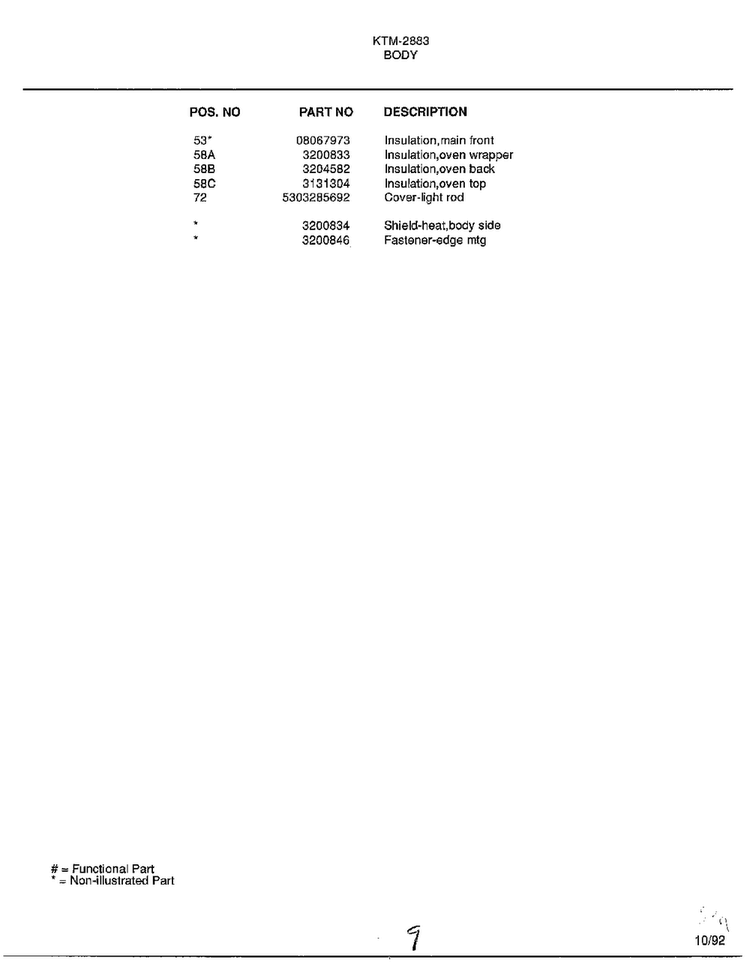 Body Page 4 Diagram and Parts List for 2883  Frigidaire Range