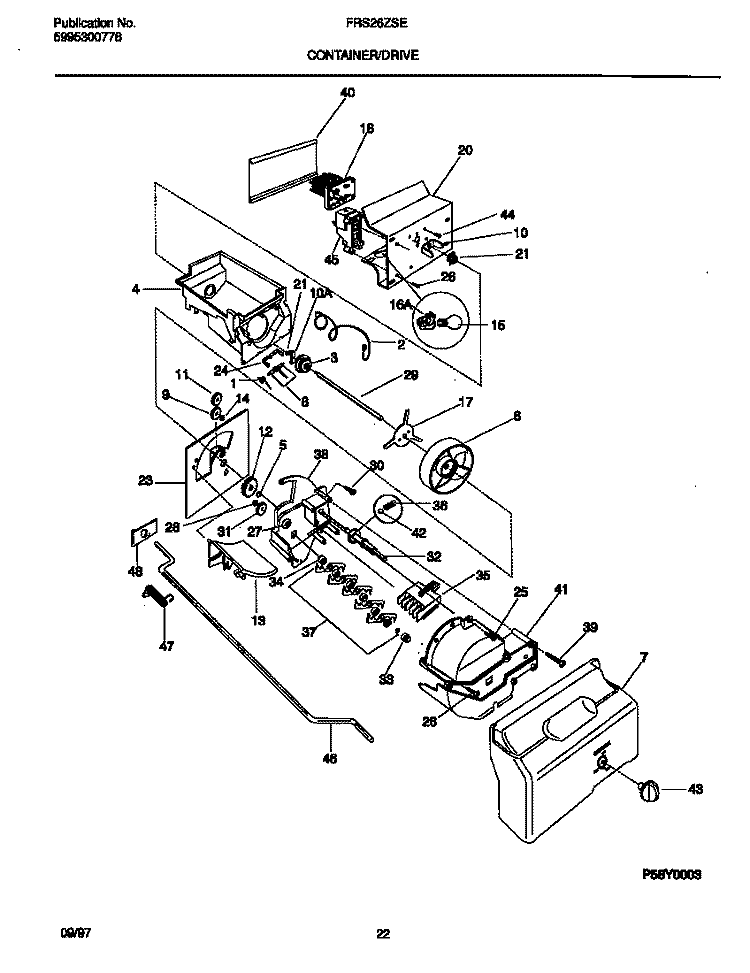 CONTAINER / DRIVE Diagram and Parts List for FRS26ZSEB4  Frigidaire Refrigerator