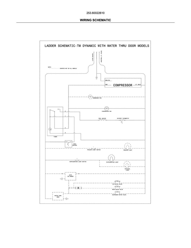 Wiring Schematic Diagram and Parts List for 25360022610  Kenmore Refrigerator