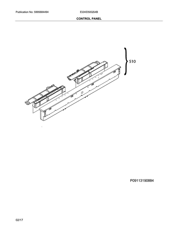 Control Panel Diagram and Parts List for EI24ID50QS4B  Electrolux Dishwasher