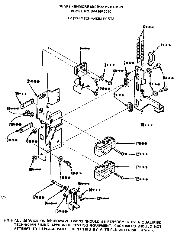 Door Parts Diagram and Parts List for 5649917710  Kenmore Microwave