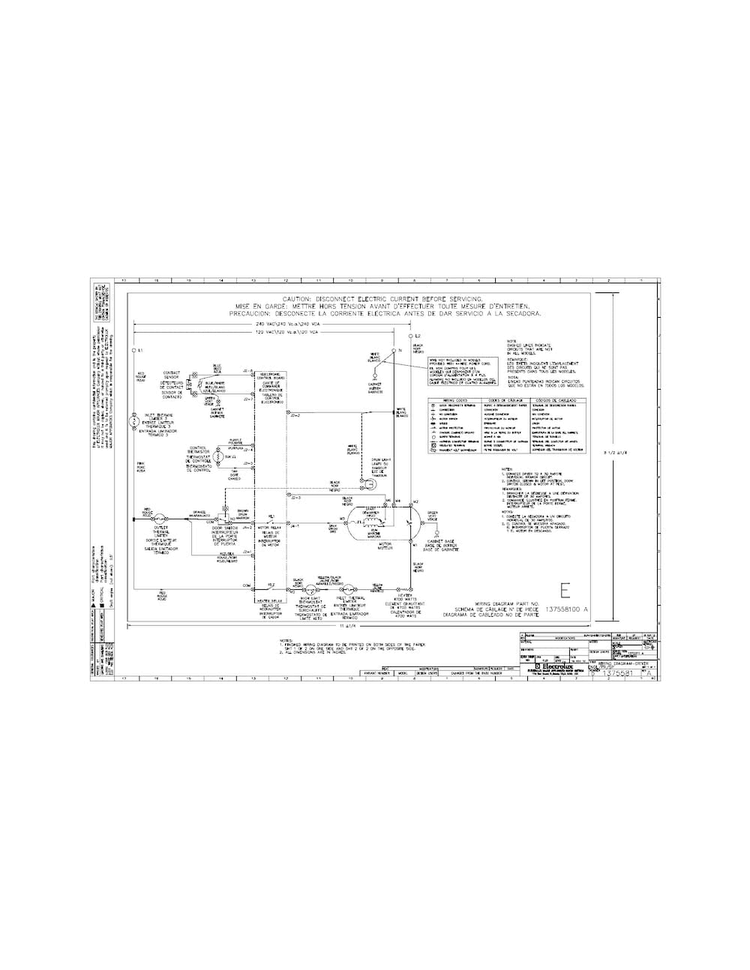 Wiring Diagram Diagram and Parts List for CFQE5000QW0  Frigidaire Dryer