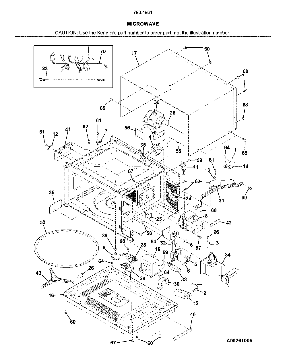 Microwave Diagram and Parts List for 79049612318  Kenmore Microwave