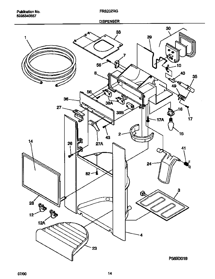 I&WDISP Diagram and Parts List for FRS20ZRGB8  Frigidaire Refrigerator