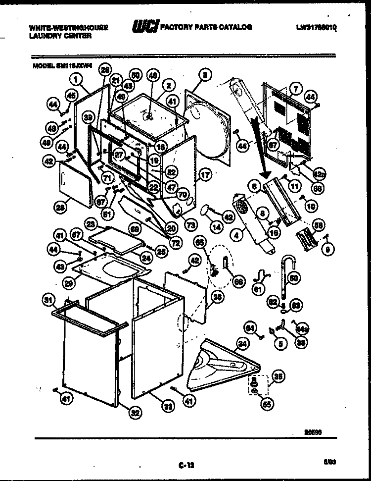 CABINET PARTS AND HEATER Diagram and Parts List for SM115JXD4  Frigidaire Washer