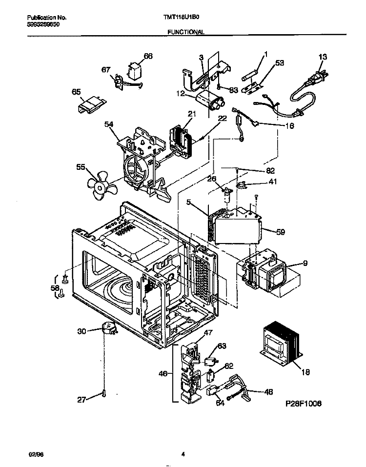 FUNCTIONAL Diagram and Parts List for TMT118U1B0  Tappan Microwave