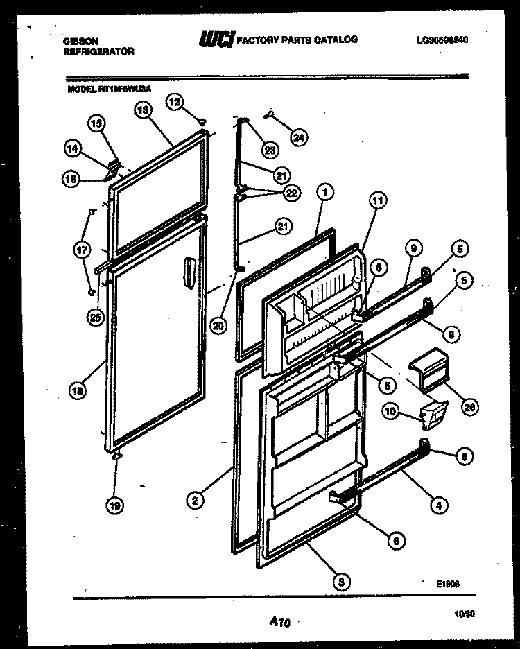 DOOR PARTS Diagram and Parts List for RT19F6WU3A  Gibson Refrigerator