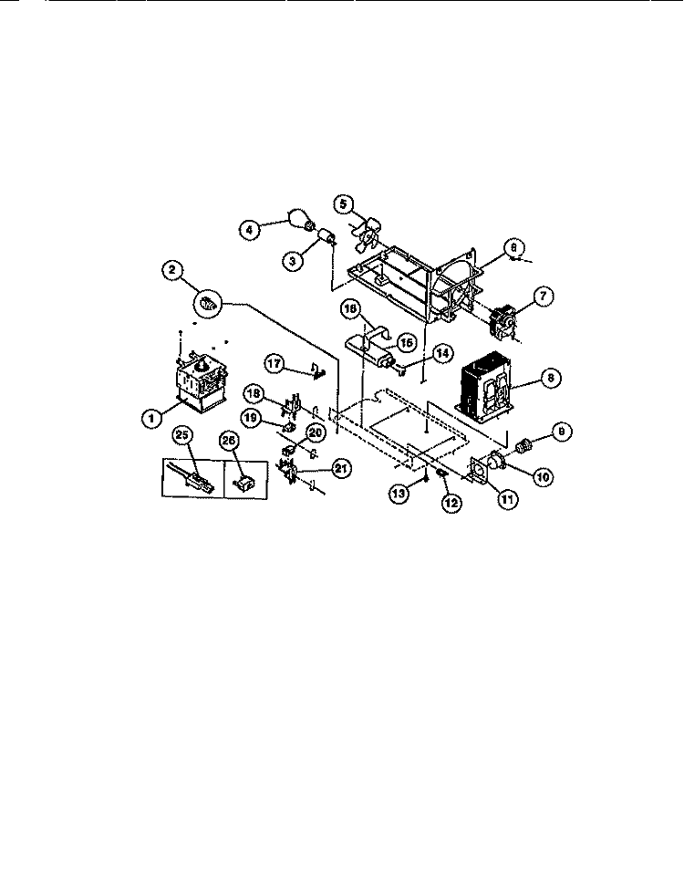 MAGNETRON, AIR DUCT, CAPACITOR Diagram and Parts List for 57-5709-10-03  Tappan Microwave Oven Combo