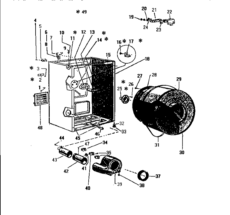 DRUM Diagram and Parts List for DE400EDW1  Frigidaire Dryer